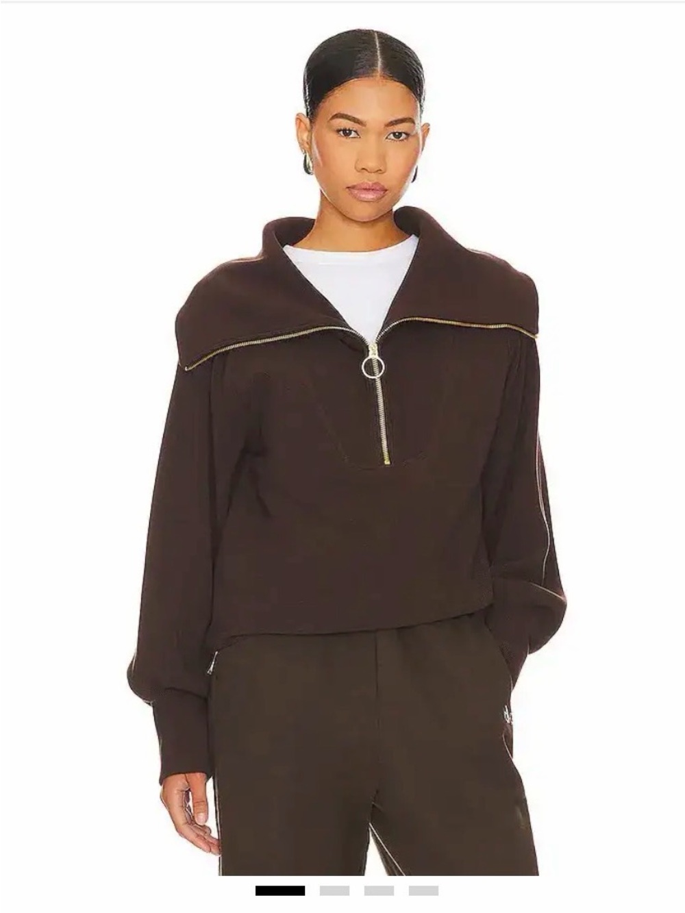 Varley Vine Half Zip Ottoman Ribbed Pullover in Chocolate Sz M